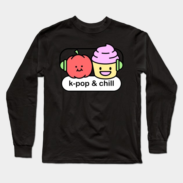 K-Pop And Chill | Cute Foods Long Sleeve T-Shirt by Wizardmode